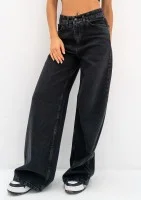 Deniz - Black straight wide jeans