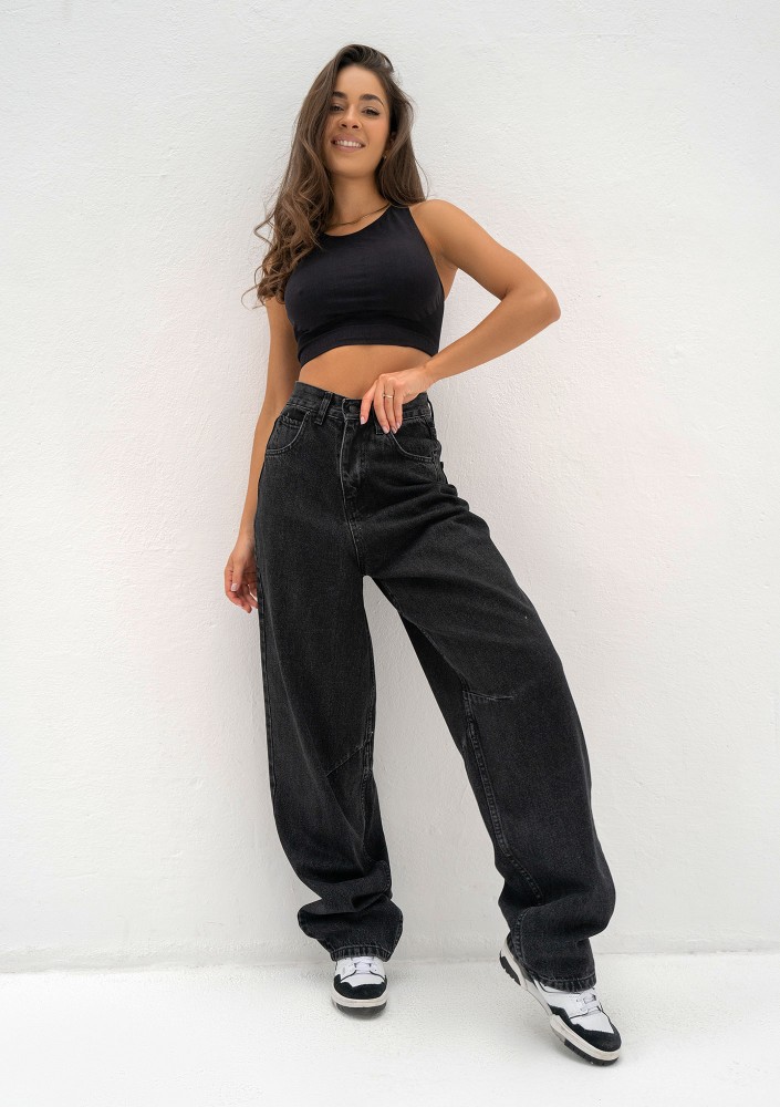 Yeah - Jeansy damskie z prostą nogawką Black