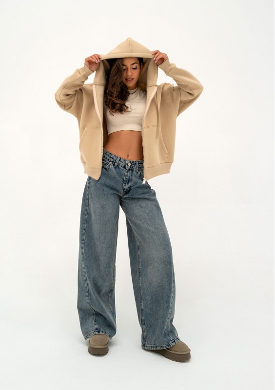 Glee - Beige zipped hoodie