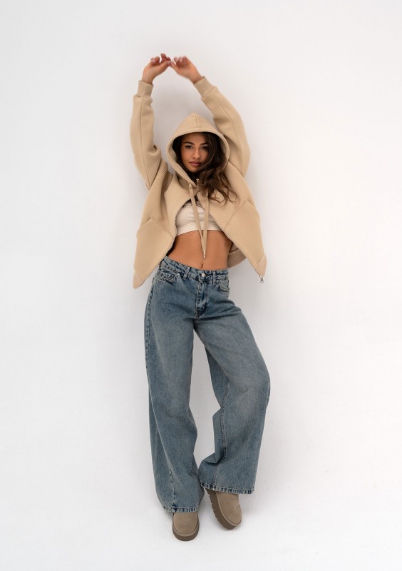 Glee - Beige zipped hoodie