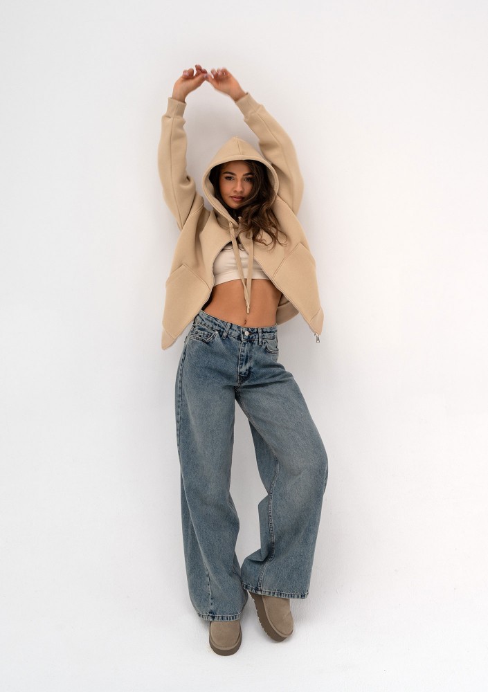 Tiff - Jeansy damskie typu wide Faded Blue