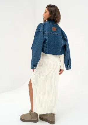 Mate - Navy blue cropped denim jacket