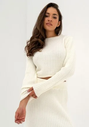 Kirry - Short ecru knitted blouse