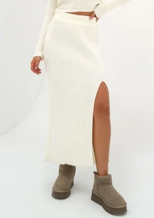 Kirry - Ecru knitted midi skirt