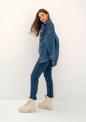 Sobe - Navy blue oversize denim shirt