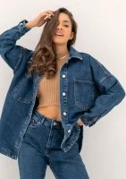 Sobe - Navy blue oversize denim shirt