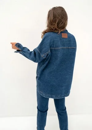 Sobe - Navy blue oversize denim shirt