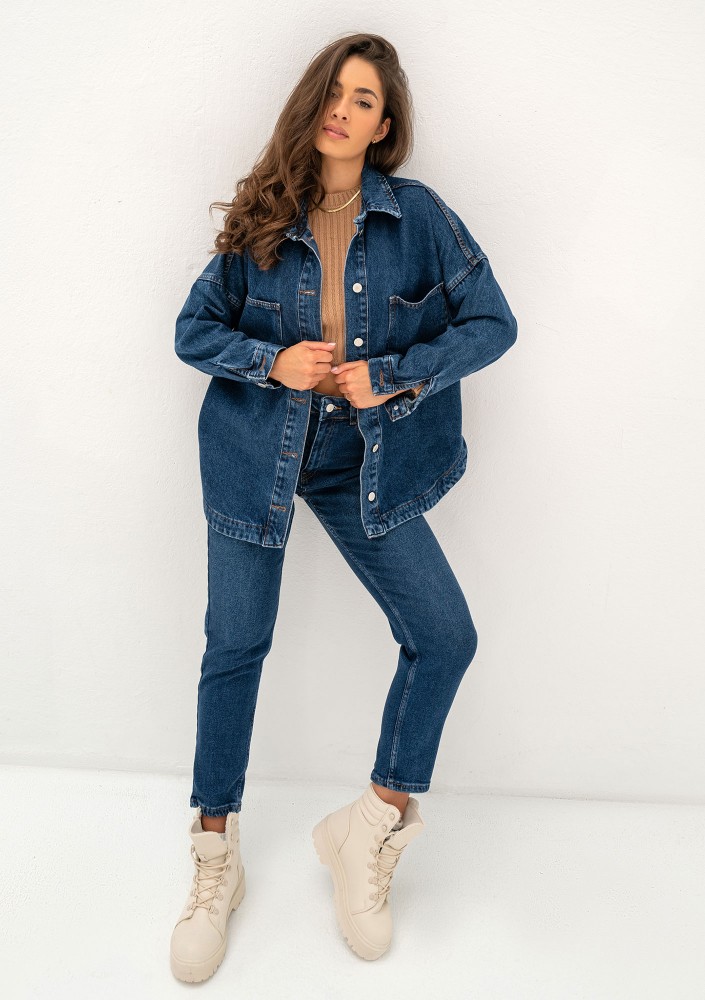 Sobe - Navy blue oversize denim shirt