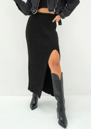 Kirry - Black knitted midi skirt