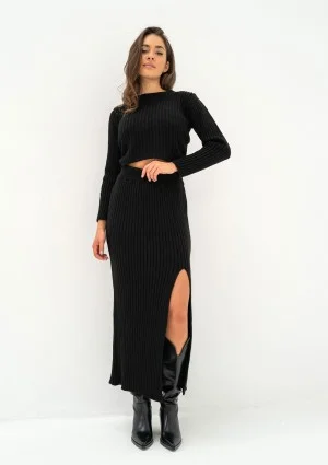 Kirry - Black knitted midi skirt