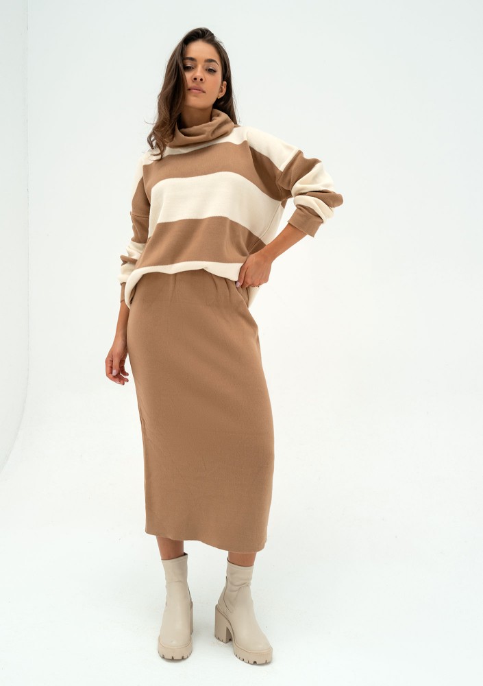 Mishy - Camel brown midi skirt