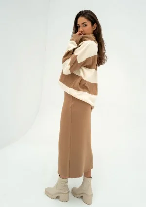 Mishy - Camel brown midi skirt