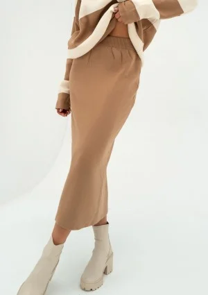 Mishy - Camel brown midi skirt