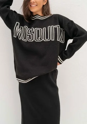 Moore - Black and ecru sweater with a logo