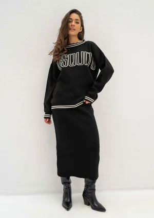 Moore - Black and ecru sweater with a logo