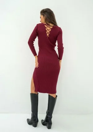 Shila - Claret knitted midi dress