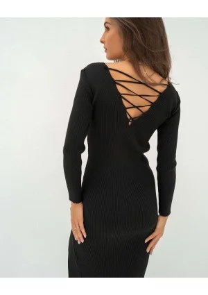 Shila - Black knitted midi dress