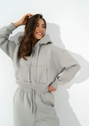 Calm - Short gray hoodie with strings