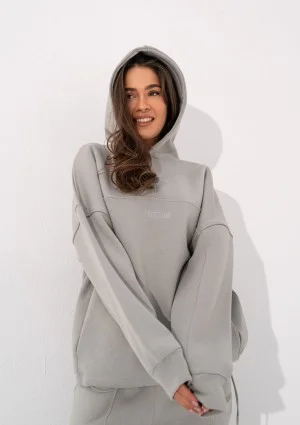 Boosh - Bluza oversize z kapturem i troczkiem Gray