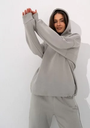 Boosh - Bluza oversize z kapturem i troczkiem Gray