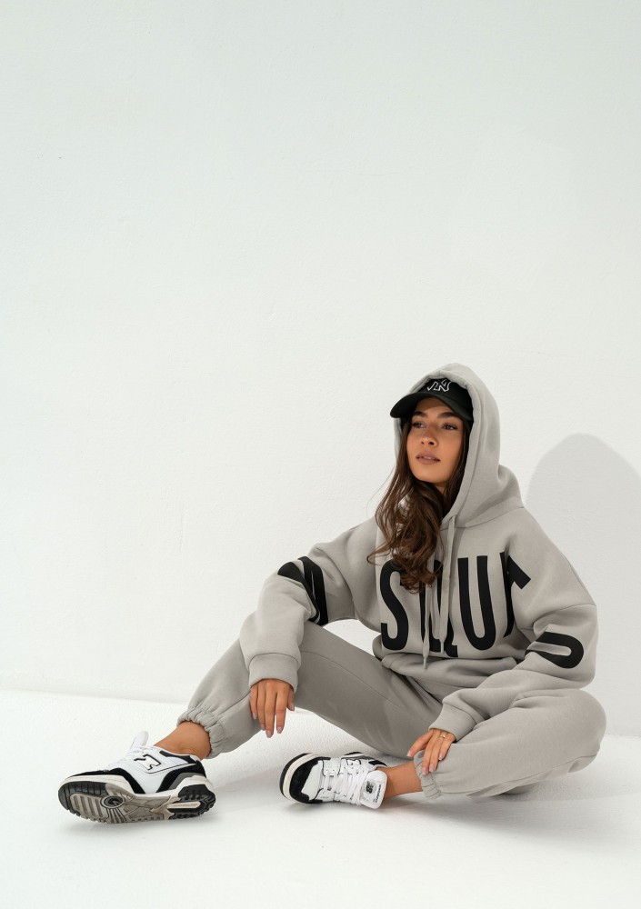 Champ - Bluza kangurka oversize z troczkami Gray Rock