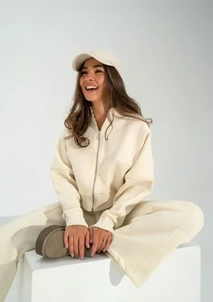 Bailee - Creamy zipped sweatshirt