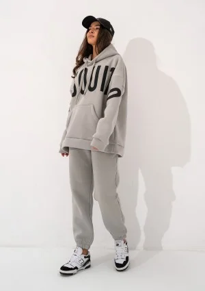 Champ - Bluza kangurka oversize z troczkami Gray Rock