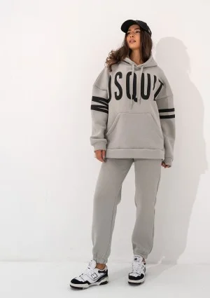 Champ - Bluza kangurka oversize z troczkami Gray Rock