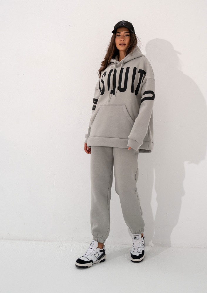 Champ - Bluza kangurka oversize z troczkami Gray Rock