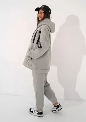 Champ - Bluza kangurka oversize z troczkami Gray Rock