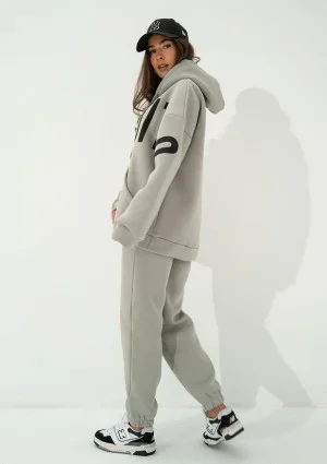 Champ - Bluza kangurka oversize z troczkami Gray Rock