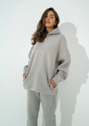 Boosh - Bluza oversize z kapturem i troczkiem Gray