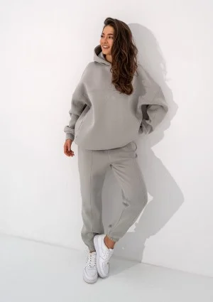 Boosh - Bluza oversize z kapturem i troczkiem Gray