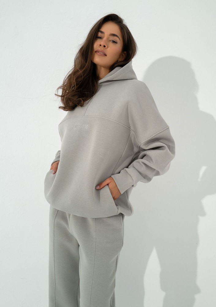 Boosh - Bluza oversize z kapturem i troczkiem Gray