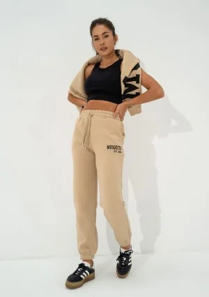 Duve - Beige sweatpants with est 2009 logo