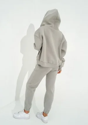 - Gray zipped hoodie