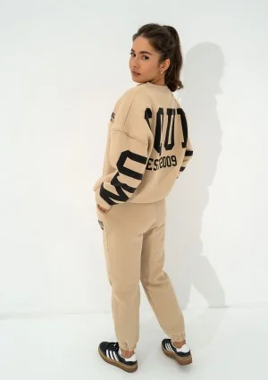 Duve - Beige oversize sweatshirt with est 2009 logo