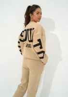 Duve - Beige oversize sweatshirt with est 2009 logo