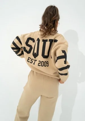 Duve - Beige oversize sweatshirt with est 2009 logo