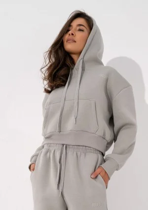 Calm - Short gray hoodie with strings