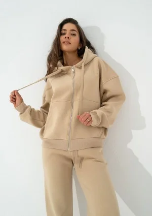 Glee - Beige zipped hoodie