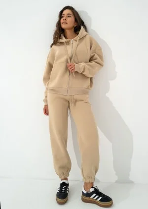 Glee - Beige zipped hoodie