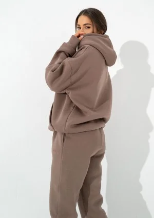 Easy - Coffee brown hoodie with strings