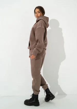 Easy - Coffee brown hoodie with strings