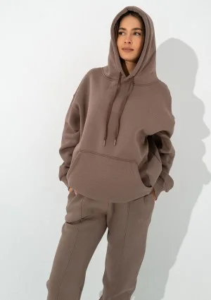 Easy - Coffee brown hoodie with strings