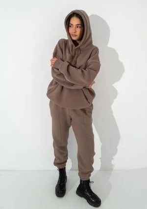 Easy - Coffee brown hoodie with strings