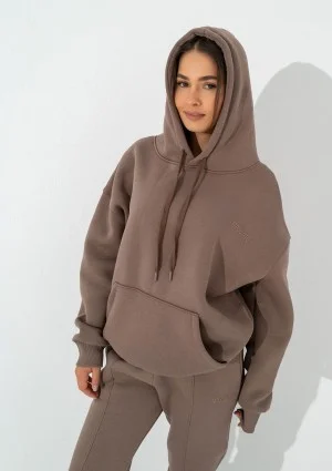 Easy - Coffee brown hoodie with strings