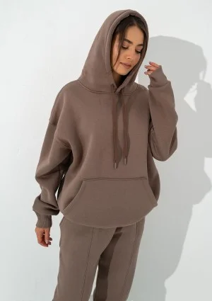 Easy - Coffee brown hoodie with strings