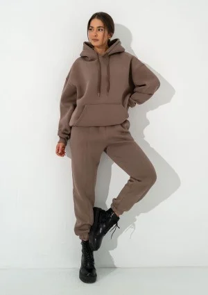 Easy - Coffee brown hoodie with strings