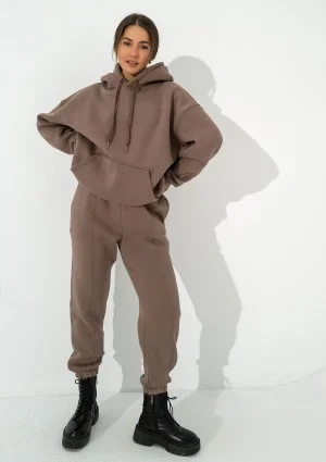 Easy - Coffee brown hoodie with strings